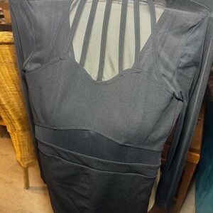 Iris Black Mesh Detail Garment Body Suit(snatched)